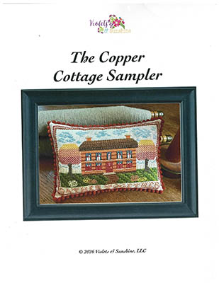 Copper Cottage Sampler - Cross Stitch Pattern, zoomed in. Select this picture to zoom back out.