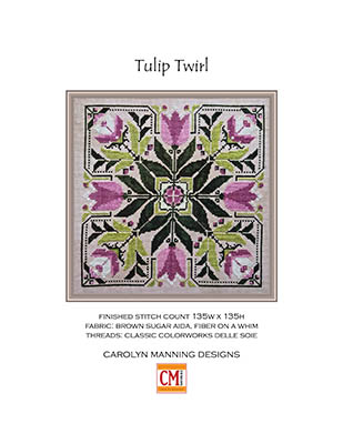 Tulip Twirl - Cross Stitch Pattern, zoomed in. Select this picture to zoom back out.