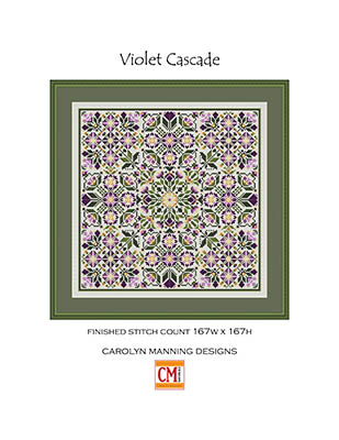 Violet Cascade - Cross Stitch Pattern, zoomed in. Select this picture to zoom back out.