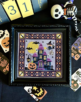 Echoes Of The Manor - Halloween Cross Stitch Stitch, zoomed in. Select this picture to zoom back out.