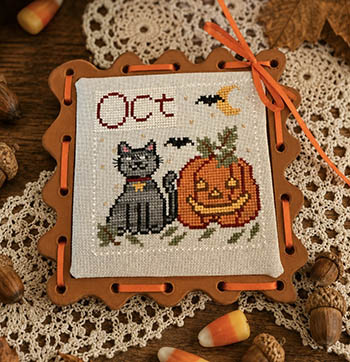 12 Months With Romy Sandy: October - Cross Stitch Pattern, zoomed in. Select this picture to zoom back out.