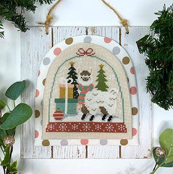 Winter Forest Snowglobes: Lllama - Christmas Cross Stitch , zoomed in. Select this picture to zoom back out.