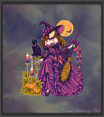 Stella - Halloween Cross Stitch Pattern, zoomed in. Select this picture to zoom back out.