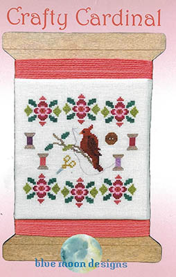 Crafty Cardinal - Cross Stitch Pattern, zoomed in. Select this picture to zoom back out.