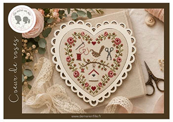 Coeur De Roses - Cross Stitch Pattern, zoomed in. Select this picture to zoom back out.