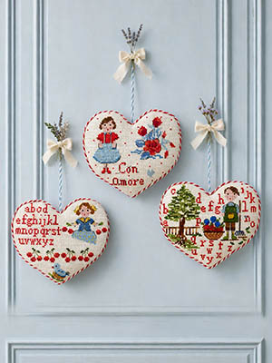 Di Cuore In Cuore - Valentine Cross Stitch Pattern, zoomed in. Select this picture to zoom back out.