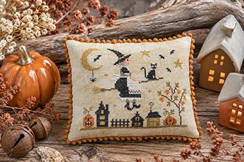 Vol De Nuit - Halloween Cross Stitch Pattern, zoomed in. Select this picture to zoom back out.