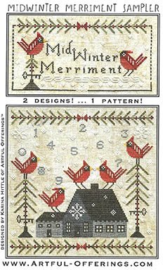 Midwinter Merriment Sampler - Christmas Cross Stitch Pattern, zoomed in. Select this picture to zoom back out.