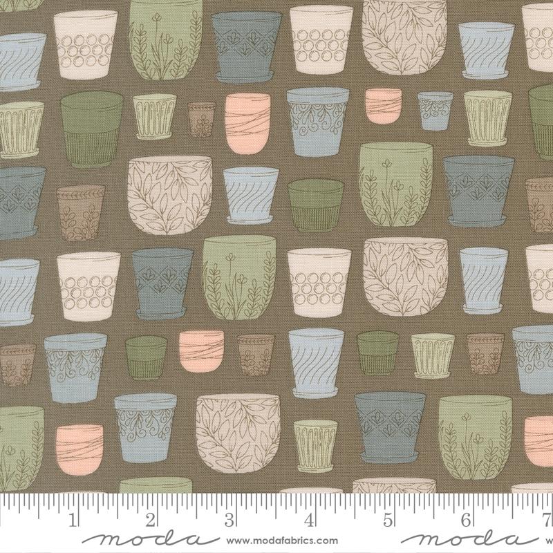 Potted Pots Charcoal - Quilt Fabric