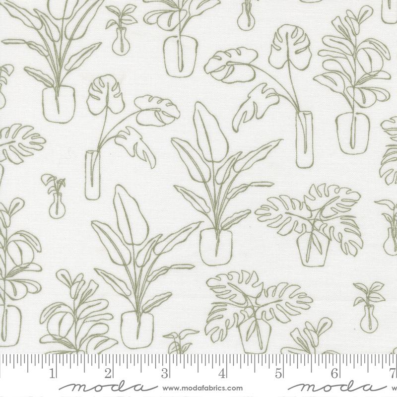 Potted Indoor Jungle Cream - Quilt Fabric