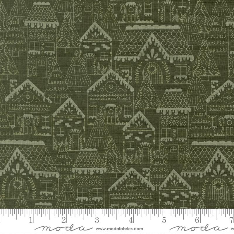Gingerbread Lane Village Pine - Quilt Fabric