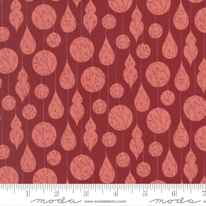 Gingerbread Lane Ornament Cranberry - Quilt Fabric