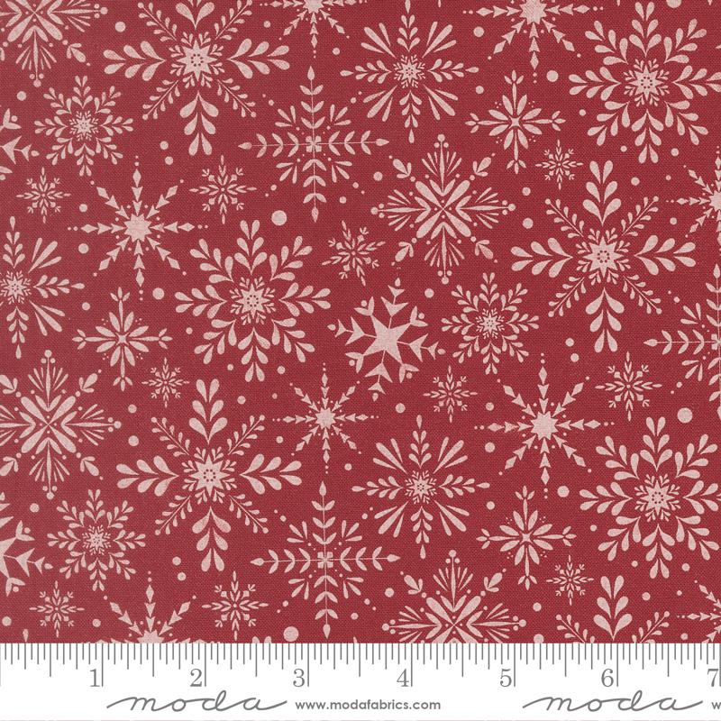 Gingerbread Lane Snowflakes Cranberry - Quilt Fabric