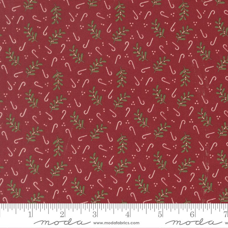 Gingerbread Lane Candy Cane Cranberry - Quilt Fabric