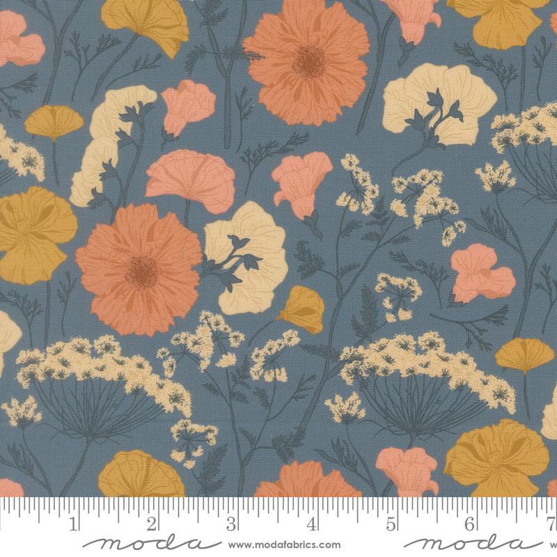 Petalush Floral Denim - Quilt Fabric