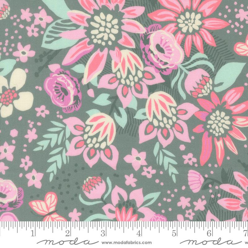 Floriori Floret Fog - Quilt Fabric, zoomed in. Select this picture to zoom back out.