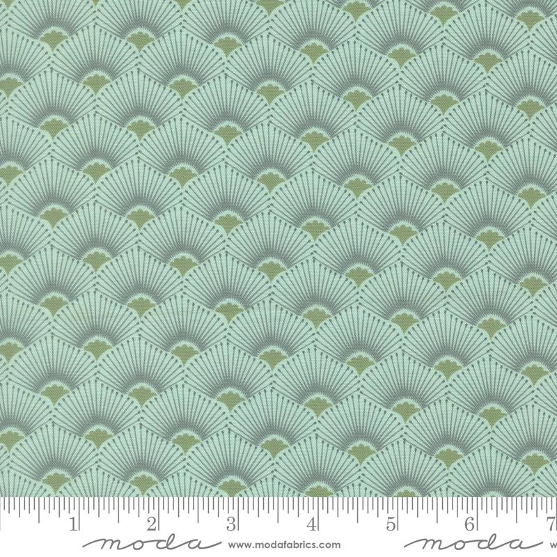 Floriori Mimosa Mint - Quilt Fabric, zoomed in. Select this picture to zoom back out.