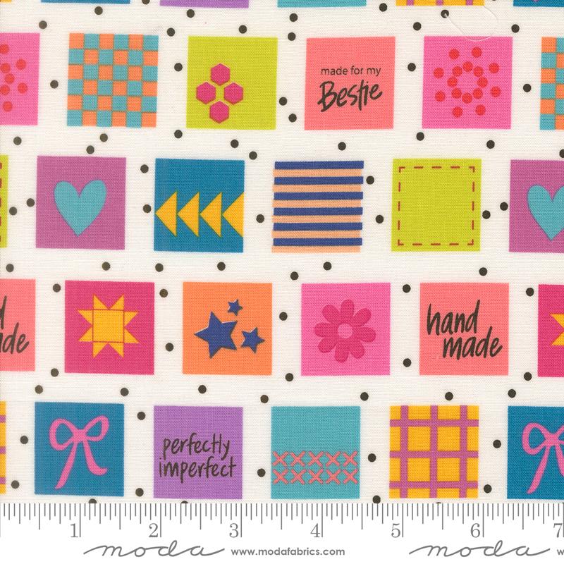 Makers Delight Block White - Quilt Fabric, zoomed in. Select this picture to zoom back out.
