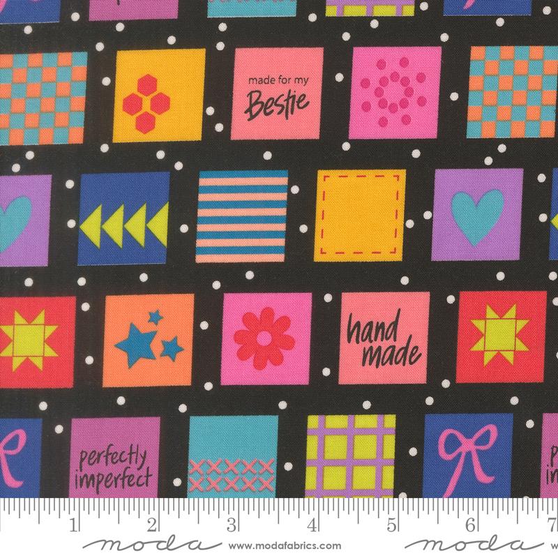 Makers Delight Block Super Black - Quilt Fabric, zoomed in. Select this picture to zoom back out.