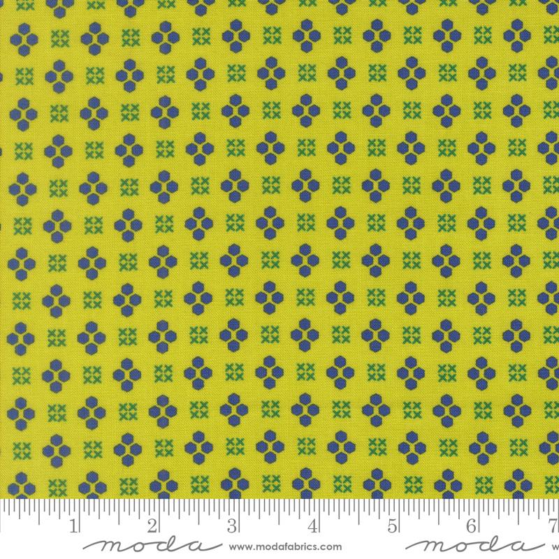 Makers Delight Geometric Acid Green - Quilt Fabric, zoomed in. Select this picture to zoom back out.