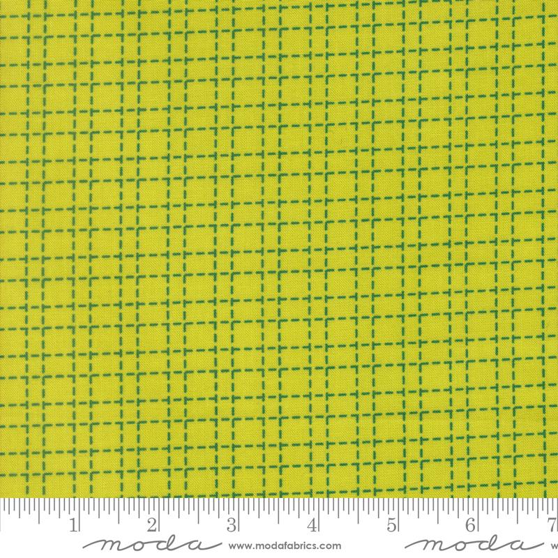 Makers Delight Lined Acid Green - Quilt Fabric, zoomed in. Select this picture to zoom back out.