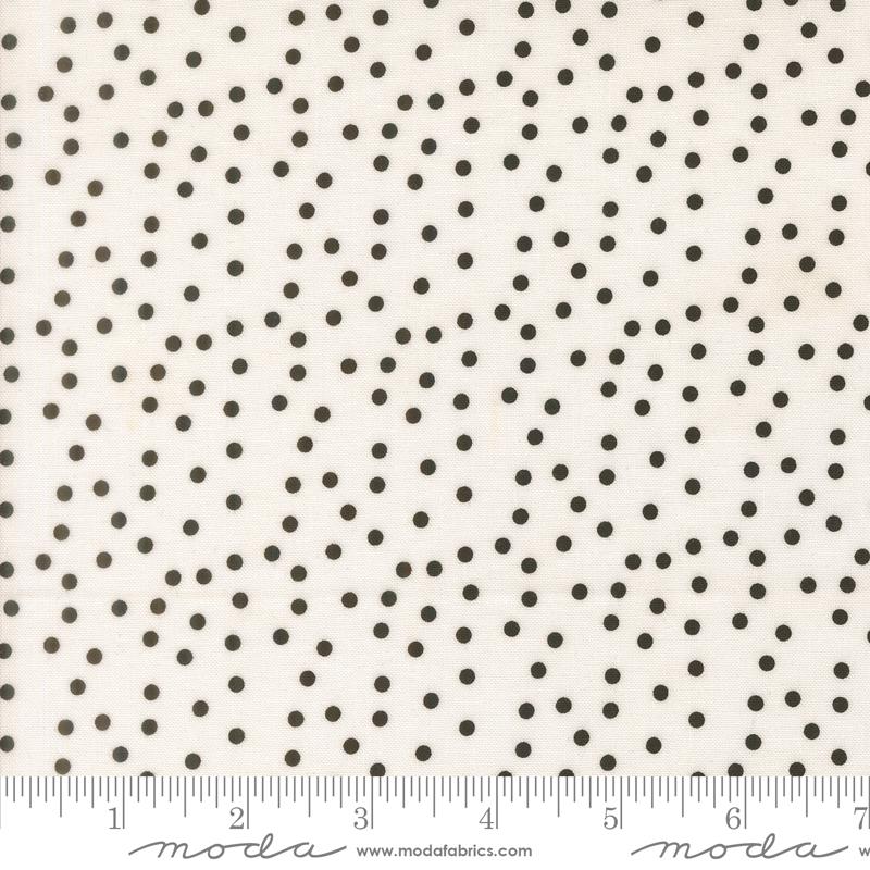 Makers Delight Dots White Black - Quilt Fabric, zoomed in. Select this picture to zoom back out.