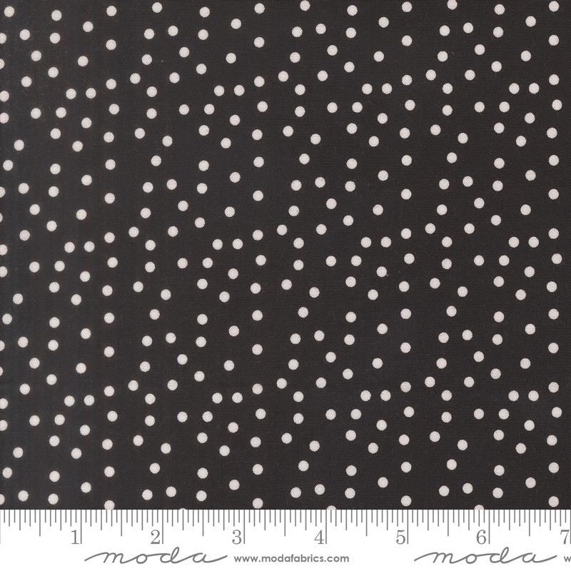 Makers Delight Dots Super Black - Quilt Fabric, zoomed in. Select this picture to zoom back out.