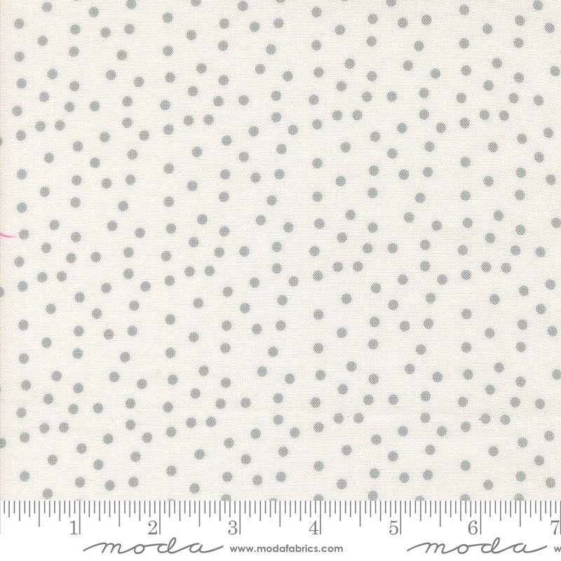 Makers Delight Dots White Platinum - Quilt Fabric, zoomed in. Select this picture to zoom back out.