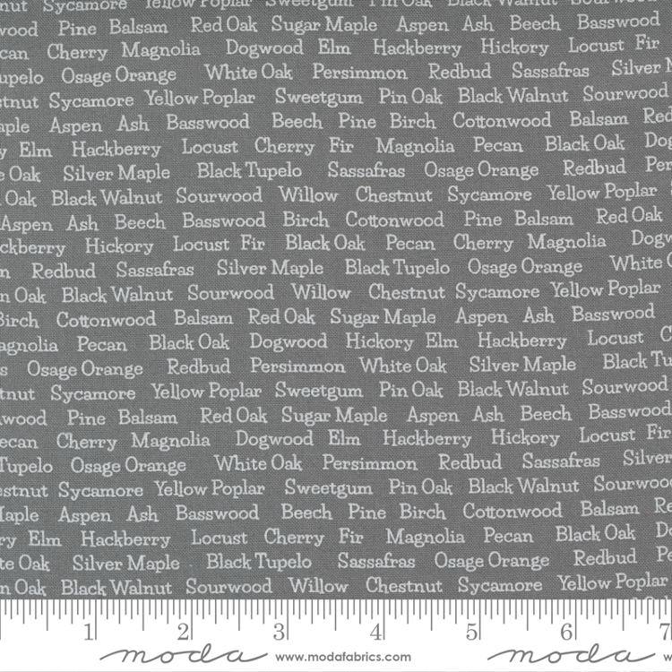 Cozy Up Grey skies - Trees Text Autumn Fall - Quilt Fabric
