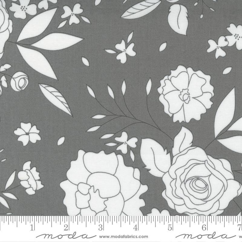 Beautiful Day Slate - Blooms Floral Rose - Quilt Fabric