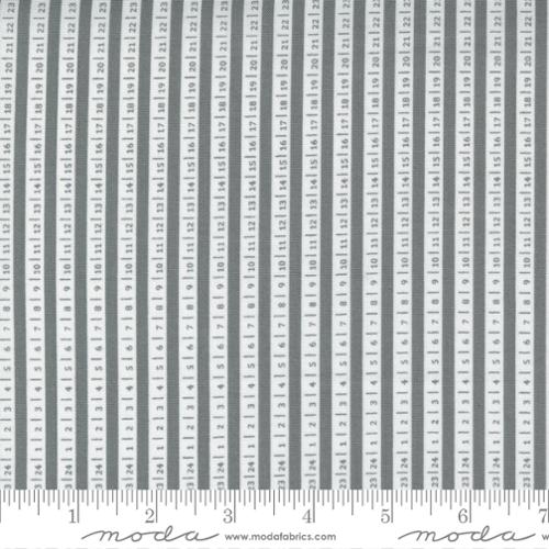 Beautiful Day Slate - Ticker Tape Stripe Numbers - Fabric