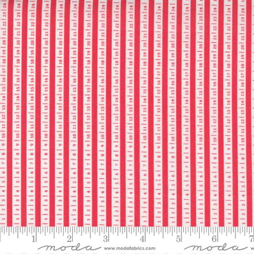 Beautiful Day Scarlet - Ticker Tape Stripe Numbers - Fabric