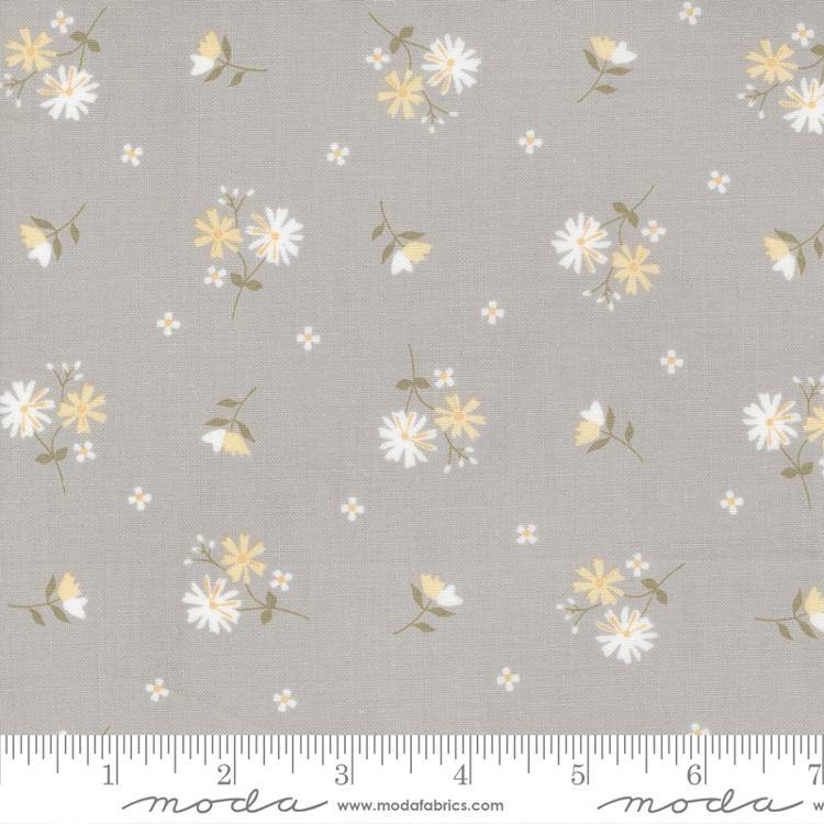 Buttercup Slate Pebble - Daisy Oh Small Floral - Fabric