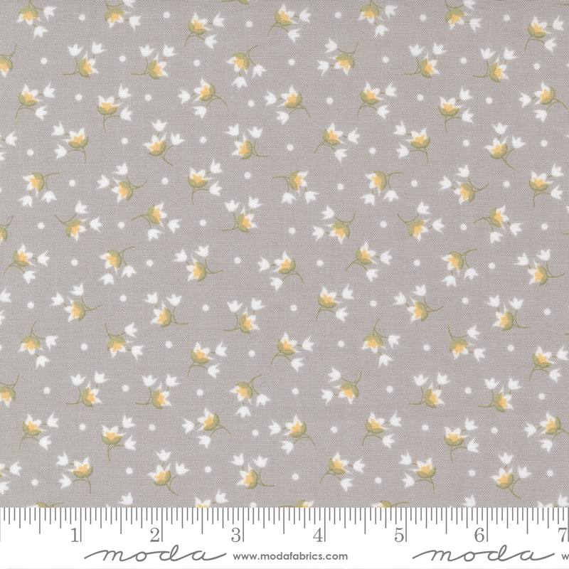 Buttercup Slate Pebble - Tulip Small Floral - Quilt Fabric