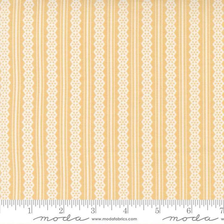 Buttercup Slate Goldenrod - Lacey Stripe Stripes - Fabric