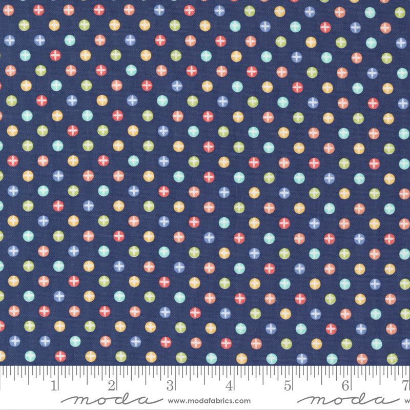 Sunwashed Midnight - Pomegranate Polka Dots - Quilt Fabric