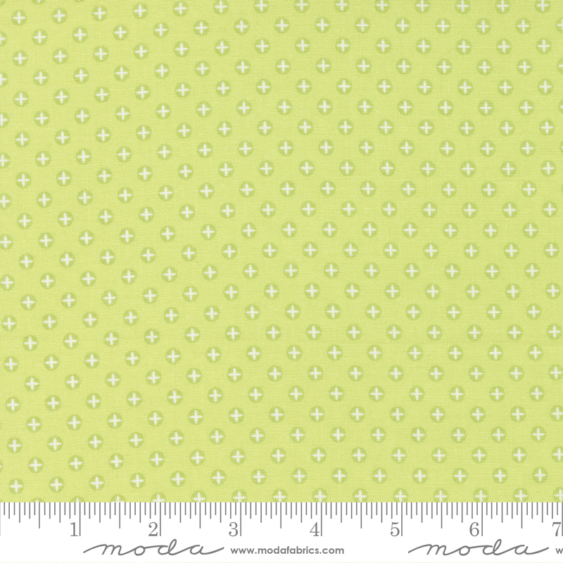Sunwashed Light Lime - Pomegranate Polka Dots - Quilt Fabric