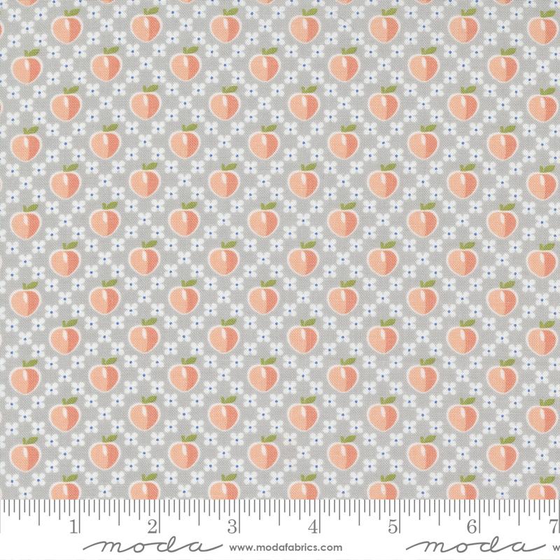 Peachy Keen Grey - Peaches Novelty Peaches - Quilt Fabric