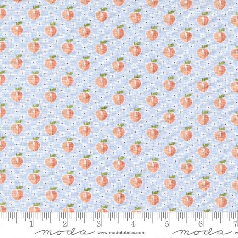 Peachy Keen Light Blue - Peaches Novelty Peaches - Fabric