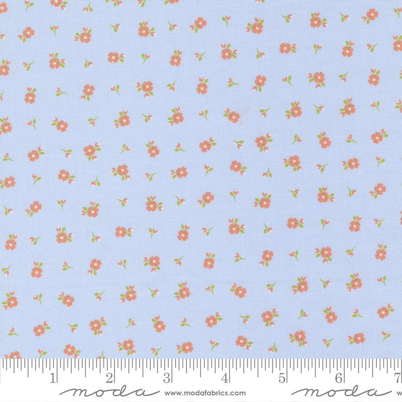 Peachy Keen Light Blue - Pixie Ditsy - Quilt Fabric