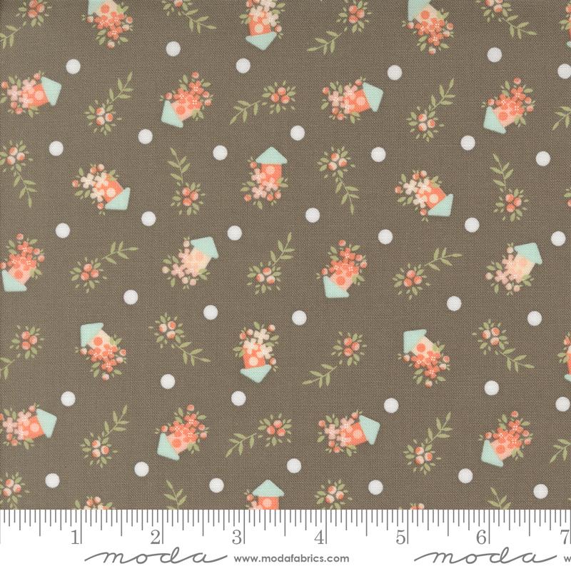 Abloom Birdhouse - Slate - Quilt Fabric