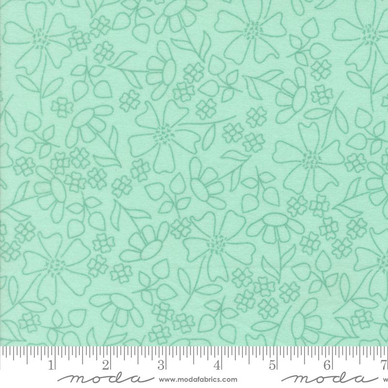Sherbet Sunshine Flannel Sketch Sea Glass - Quilt Fabric