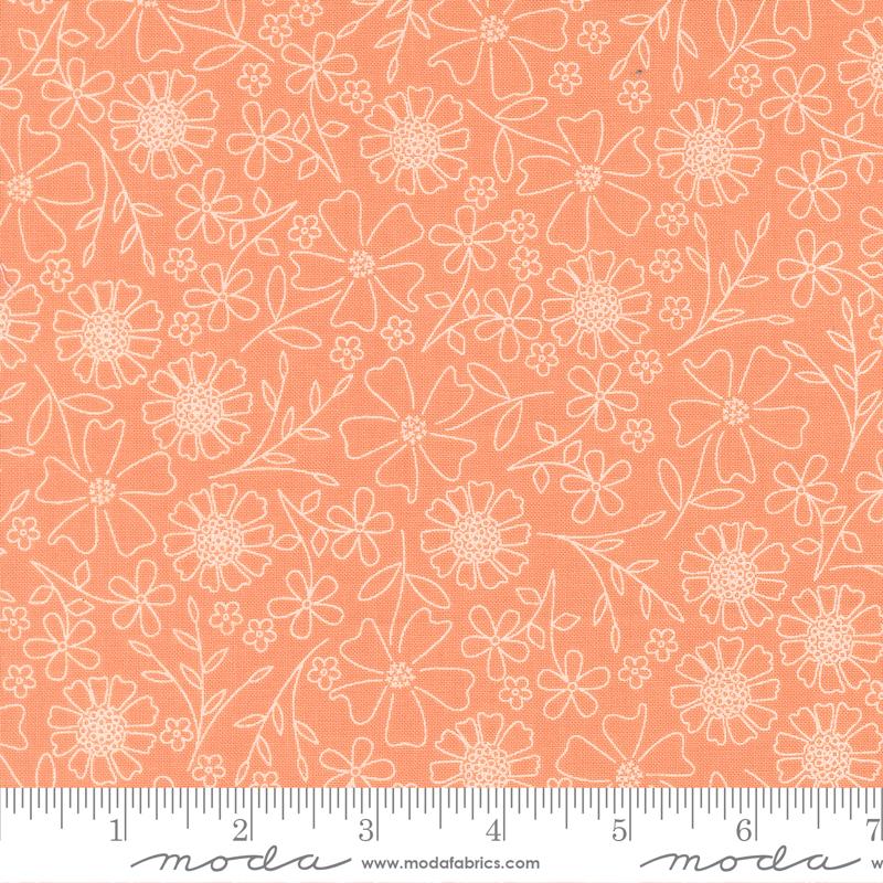 In The Garden Sketch Coral - Quilt Fabric