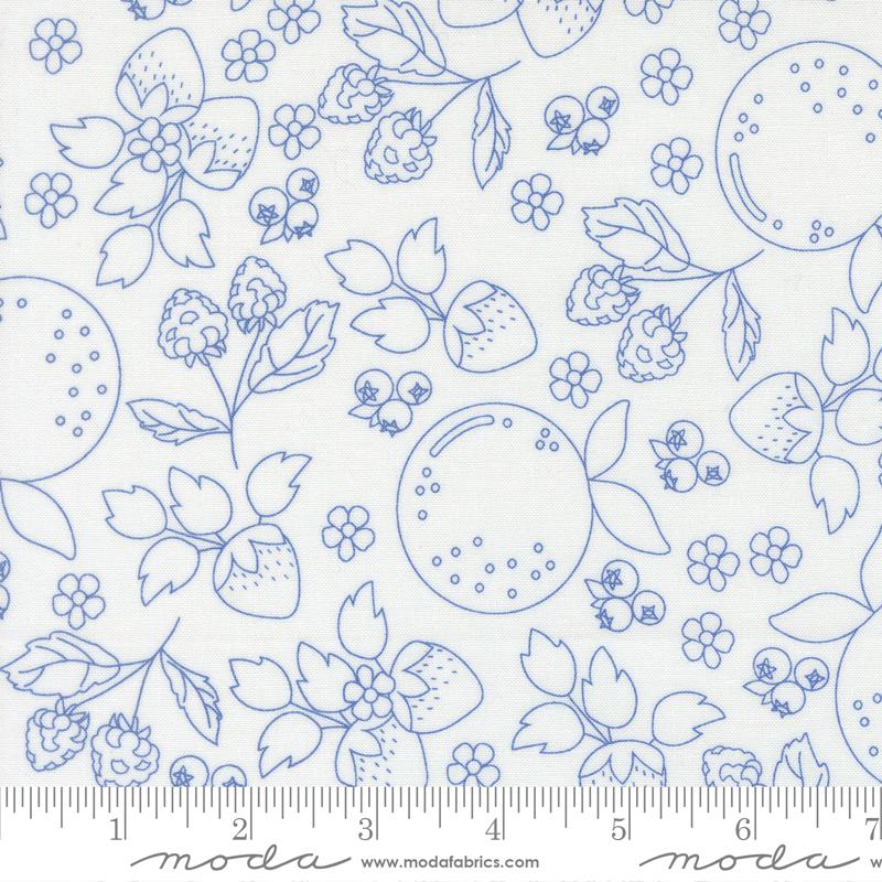 Fruit Salad Fruit Off White Cobalt - Quilt Fabric