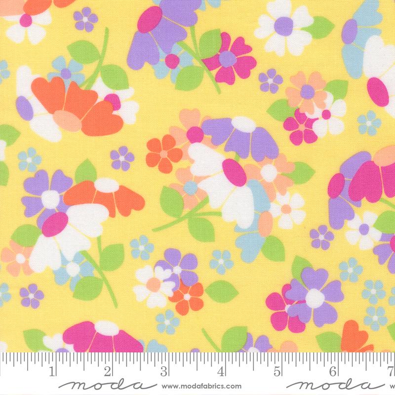 Joysome Floral Sunshine - Quilt Fabric, zoomed in. Select this picture to zoom back out.