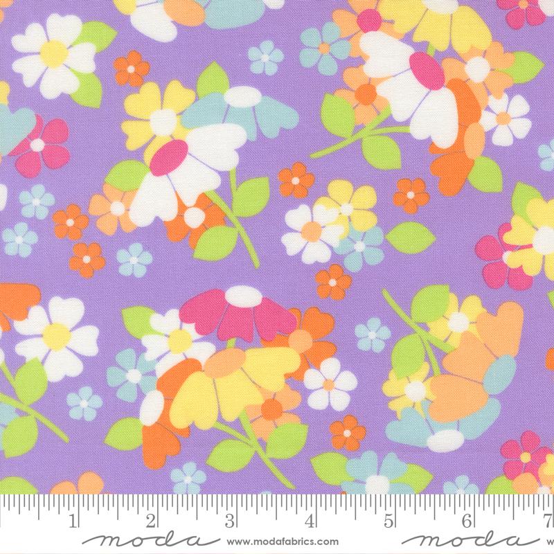 Joysome Floral Lavender - Quilt Fabric, zoomed in. Select this picture to zoom back out.