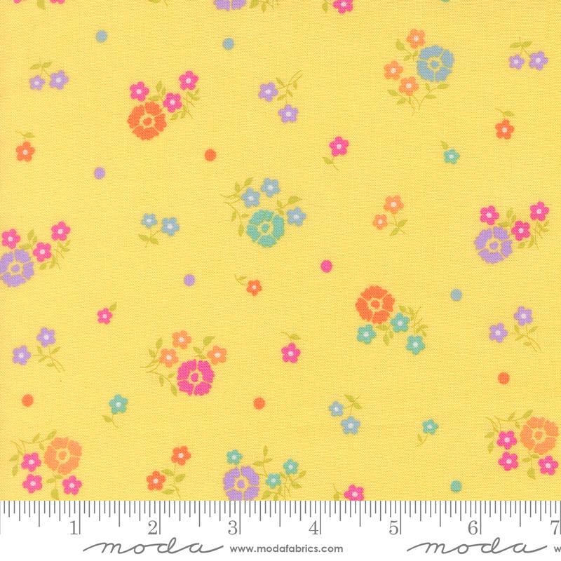 Joysome Petite Flowers Sunshine - Quilt Fabric, zoomed in. Select this picture to zoom back out.