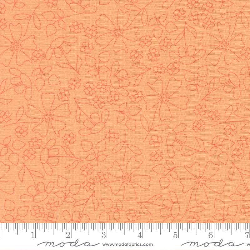 Joysome Imprint Cantaloupe - Quilt Fabric, zoomed in. Select this picture to zoom back out.
