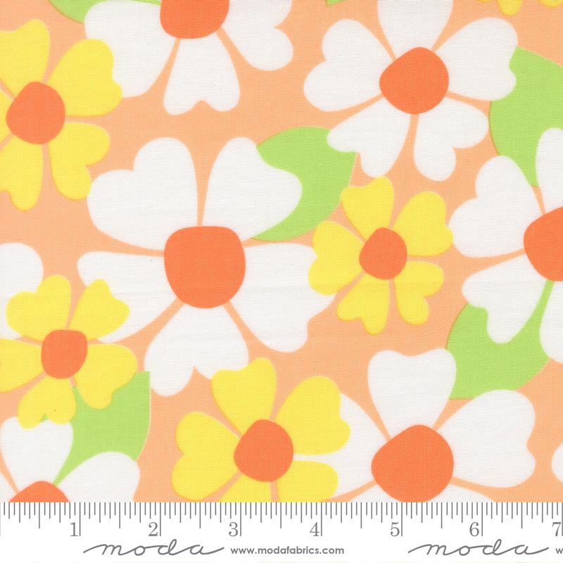 Joysome Flower Cantaloupe - Quilt Fabric, zoomed in. Select this picture to zoom back out.