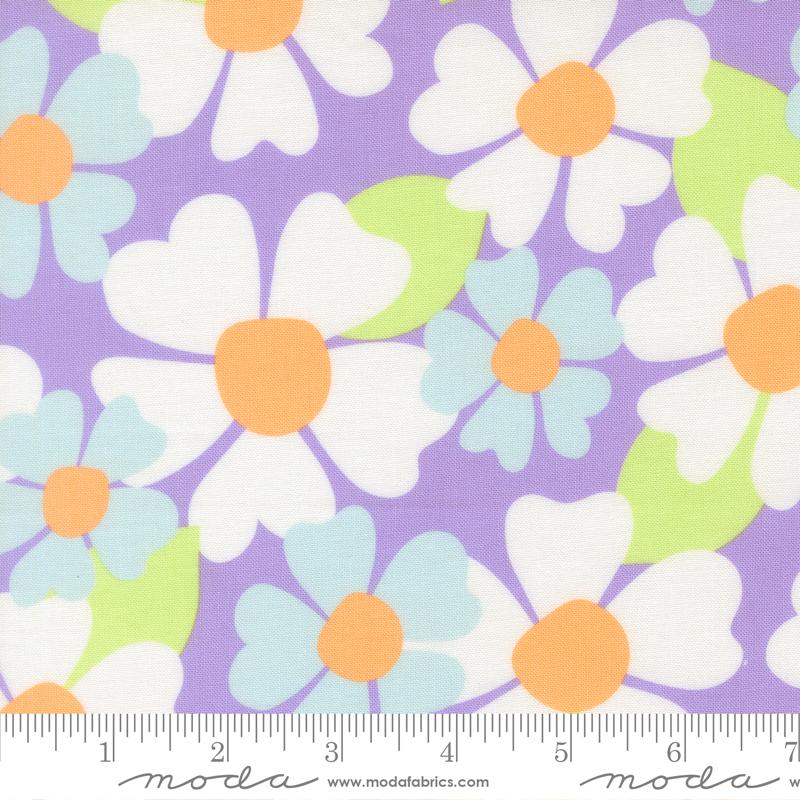 Joysome Flower Lavender - Quilt Fabric, zoomed in. Select this picture to zoom back out.